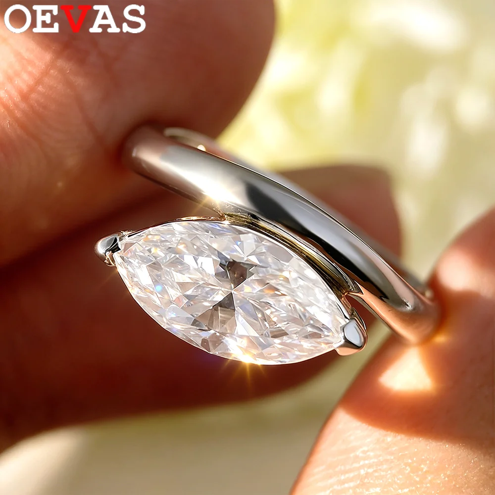 

Кольца OEVAS с муассанитом 2 карата, огранка маркиз 6x12 мм, 100% серебро S925 с покрытием из 18-каратного золота, для женщин, для свадьбы и вечеринок, изысканные ювелирные изделия