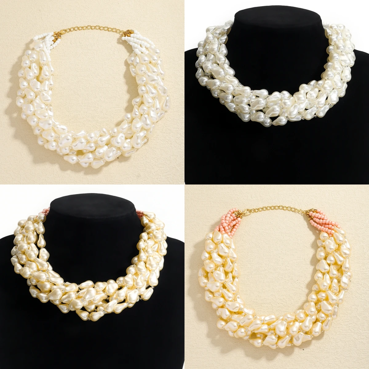 

Bohemia Multilayer Baroque Pearl Necklace For Women Handmade Seed Beads Pearl Wedding Bride Choker Jewelry Banquet Accessories