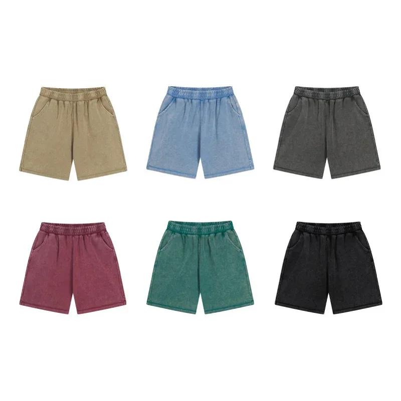 

HELLOMARCEL EU US Size Роскошные летние 400 г хлопок батик стираные и потертые модные брендовые мужские спортивные шорты в стиле ретро в стиле ретро