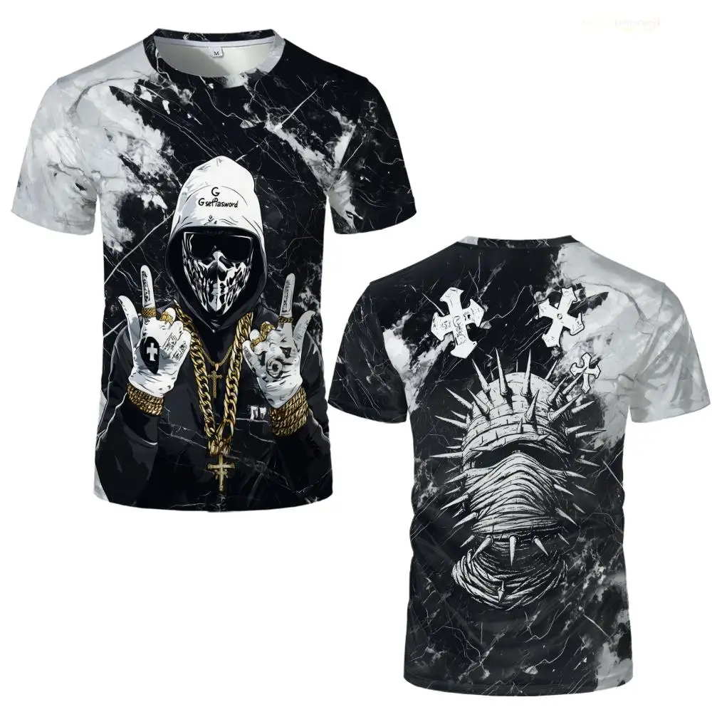 العصرية الراب نمط المتضخم الرجال المحملة الشارع الهيب هوب الكتابة على الجدران تي شيرت مطبوع تنفس القوطية ثقافة تحت الأرض الشارع الشهير