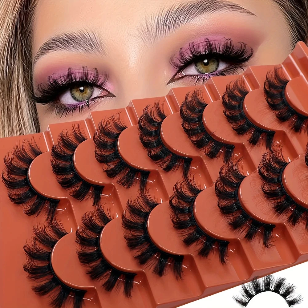 7 paia di soffici ciglia finte ricce 8D, ciglia 3D spesse a strisce sottili da 20 mm, forma unica e aspetto naturale