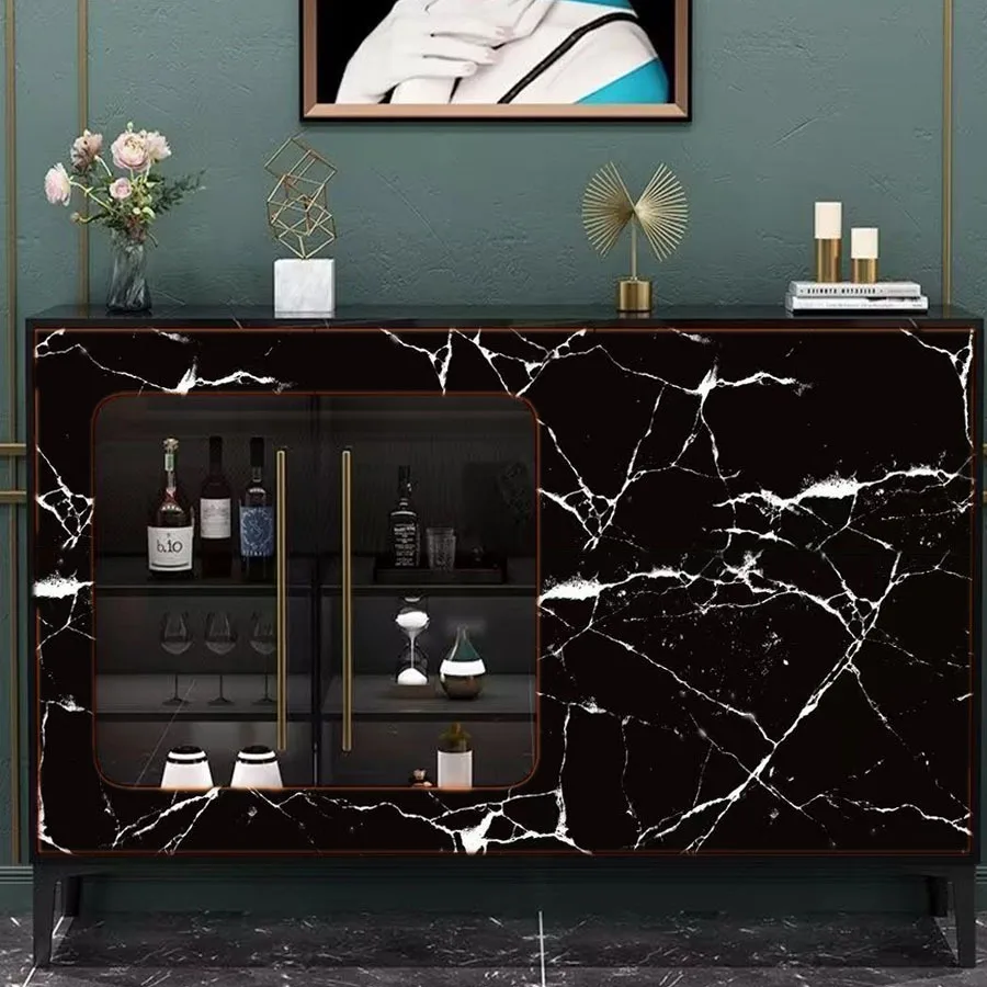 Black Marble Pattern Self-adhesive Wallpaper Oil Resistant Sticker Home Decoration Building Materials TV Background  Wallpaper