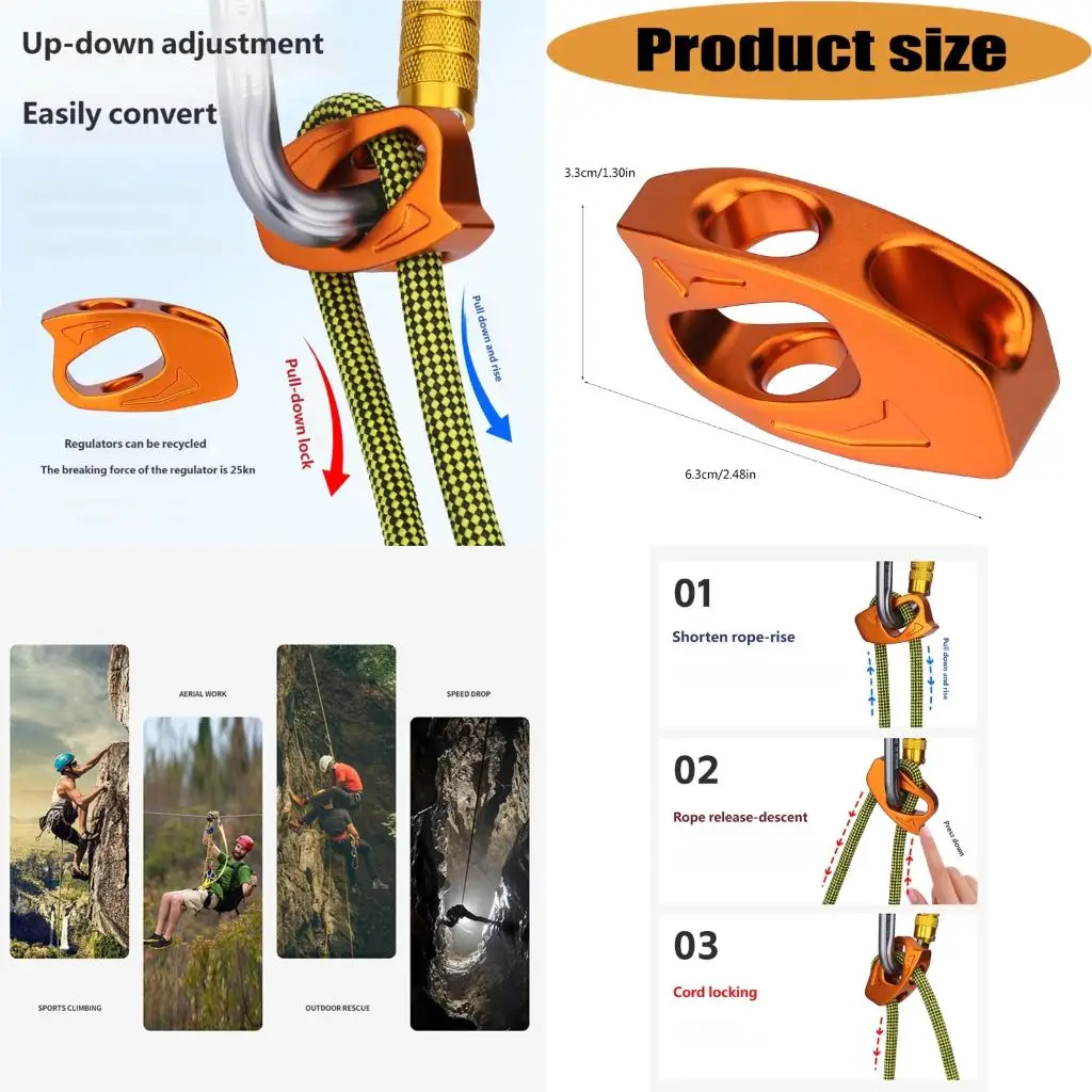  Two-Slot Climbing Rope Accessory, Small Aluminum Plate for Outdoor Rope Control and Daily Climbing Carry Use Mode