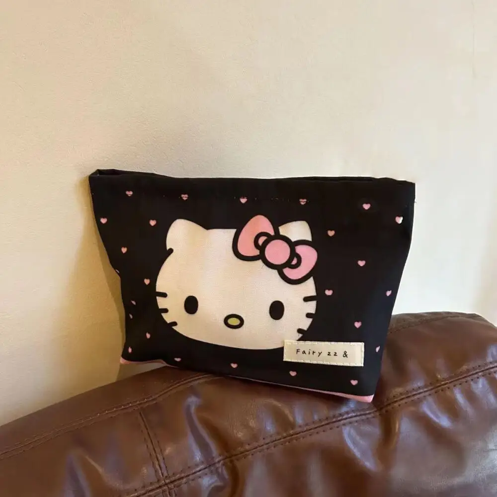 Sanrio Sweet Heart Hello Kitty Cosmetic Bag Cartoon Kitty Cat Hand Bag Portable Large Capacity Washing Storage Bags Coin Purse