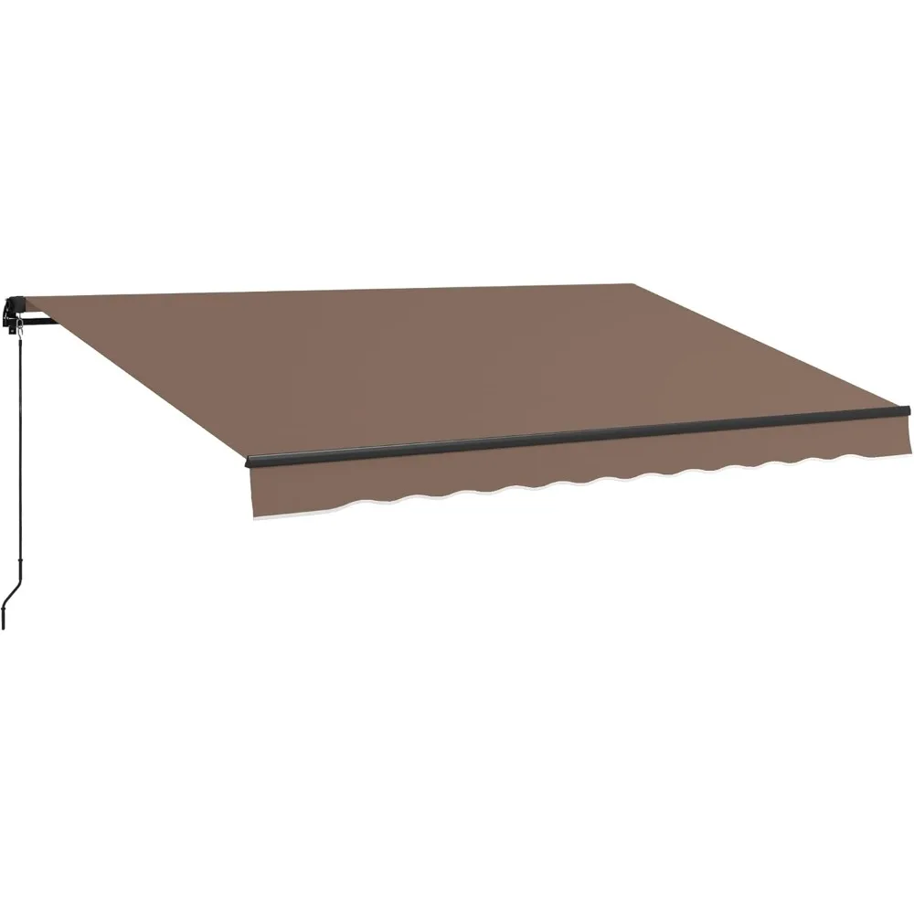 

13' x 10' retractable awning, patio awning sunshade shelter with manual crank handle, 280gsm uv resistant fabric and aluminum f