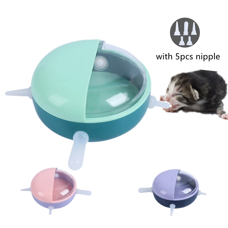 

180ml Puppy Milk Feeder Puppy Nursing Station Newborn Pet Feeder Nipple Milk Feeding Bowl Pet Kitten Dog Cat Bady Bottle Bubble