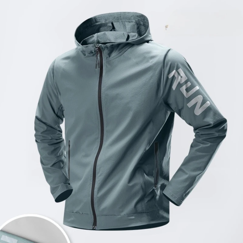 Men's Sun Protection Running Jackets Outdoor Thin Skin Coats Men Hiking Camping Cycling Hooded Windbreaker Quick Dry Sports Coat