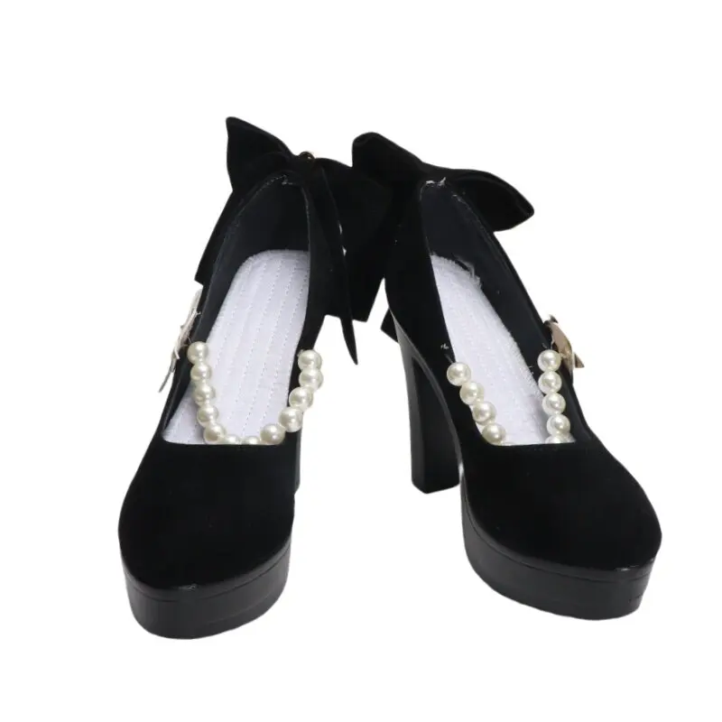 Anime Zenless Zone Zero Astra Yao Cosplay Shoes Black High Heels Short PU Leather Boots For Halloween Carnival