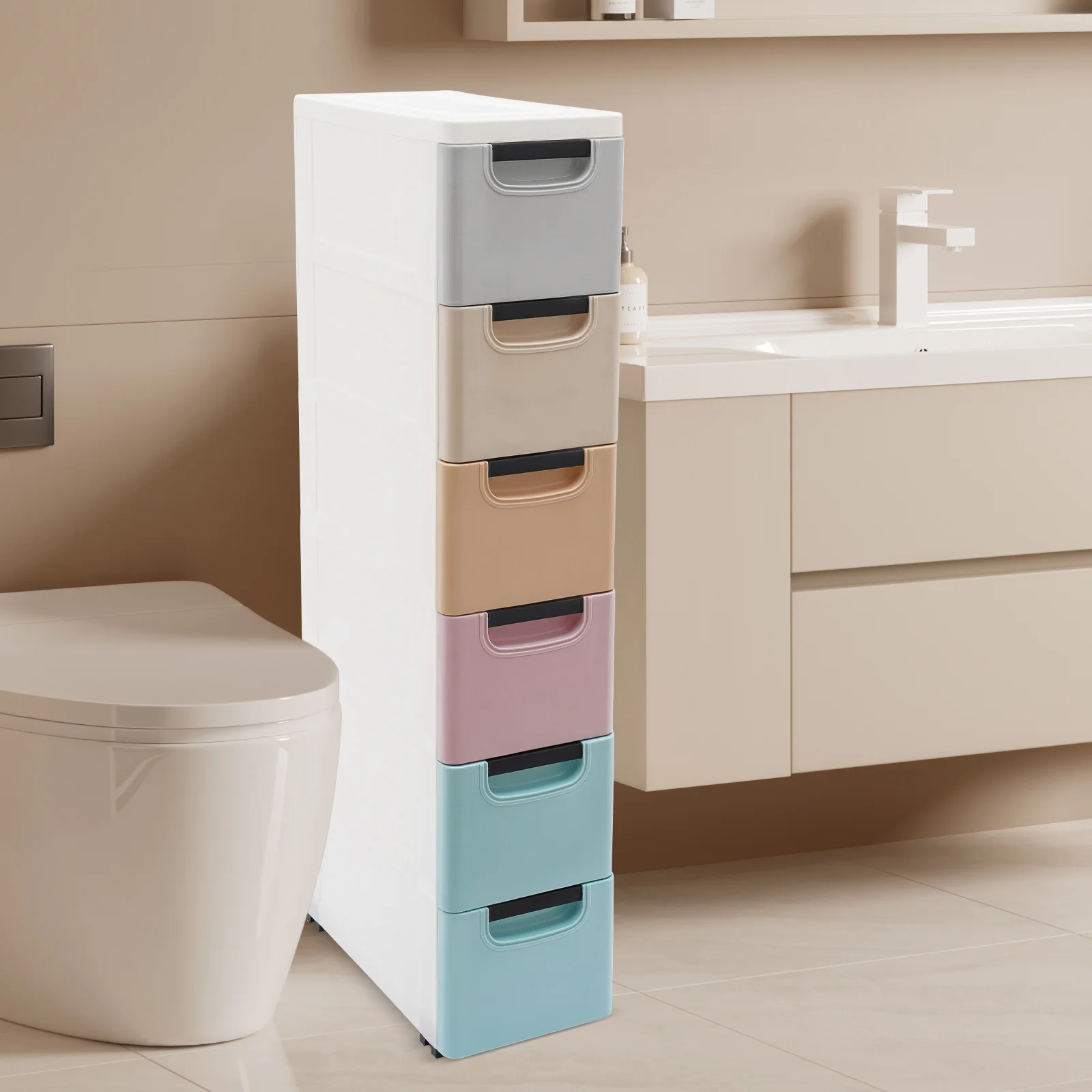 خزانة تخزين ضيقة ذات 6 أدراج، منظم موفر للمساحة للمكتب المنزلي وغرفة النوم والمساحات الصغيرة مع أدراج منزلقة ناعمة