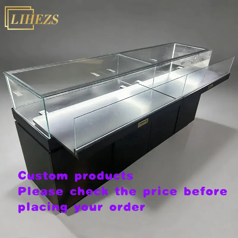 custom.Black Glass Display Showcase Custom Jewellery Shop Furniture Design Luxury Retail Glass Cabinet Jewelry Display Cou