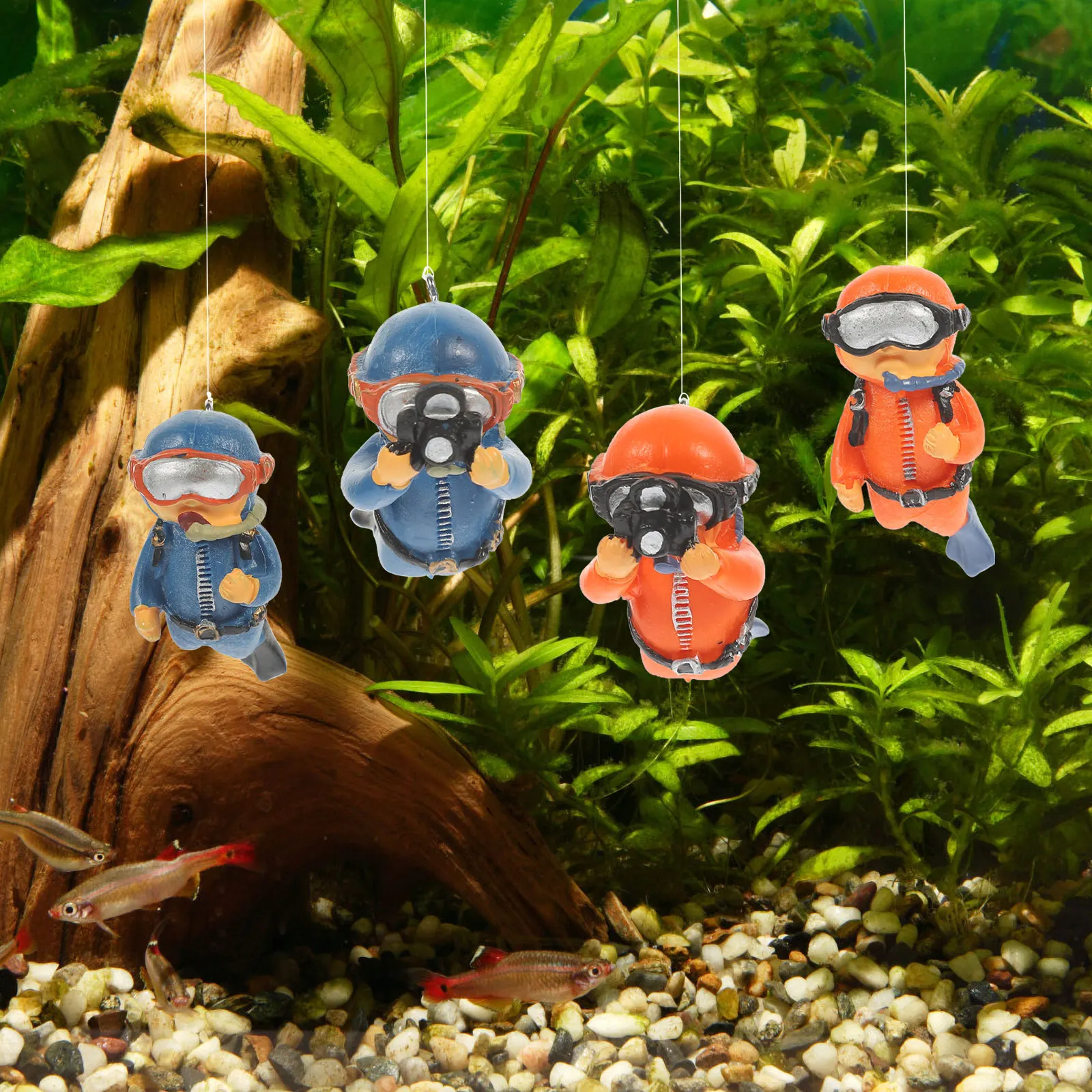 

4 Pcs Adorable Diver Figure Cartoon PVC Aquarium Decorations Fish Tank naments L scaping Accessories Lovely Stylish Pet Supplies