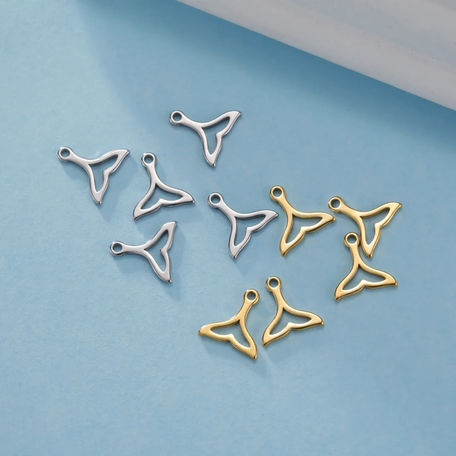 Skyrim 5pcs/lot Stainless Steel Shell Starfish Fish Tail Charms Marine Life Animal Pendant for Necklace Bracelet Jewelry Making