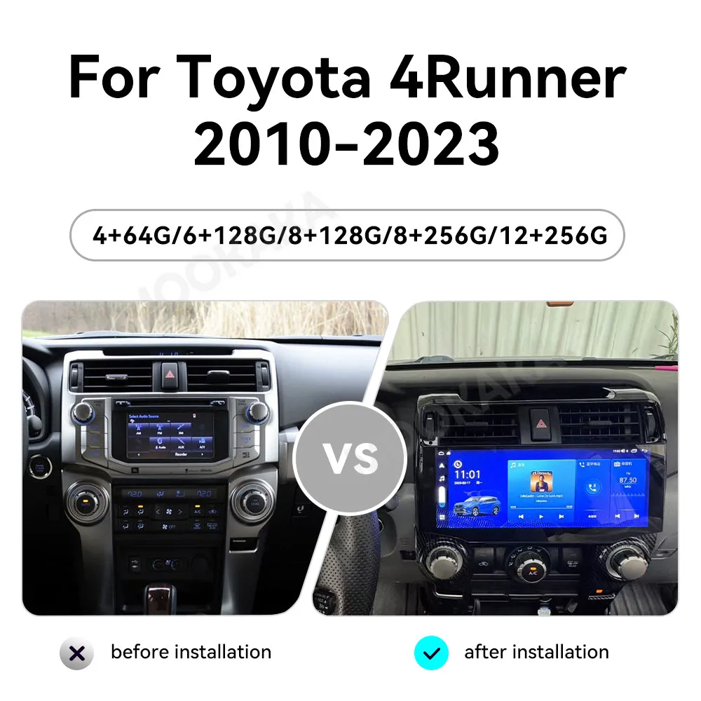 Android 15.0 For Toyota 4runner 4 Runner 2007 - 2021 Car Radio Multimedia Navigation GPS 4G WIFI BT 12.3 inch Touch QLED Screen