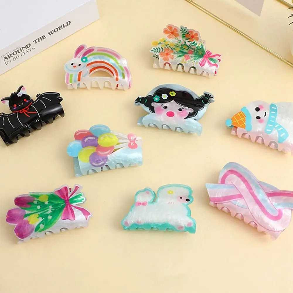 

Fashion Women Plastic Hair Claws Crab Clamps Charm Flower Dog Snowman Avatar Rabbit Rainbow Bat Shape Hair Clip For Girls