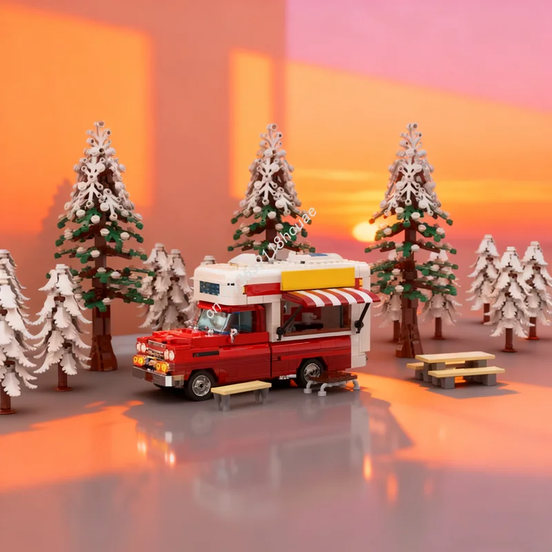 

564pcs MOC Chevroleteed Apache Food Truck Cityed Model Building Blocks Construction Assemble DIY Idea Christmas Gift Toys Kids