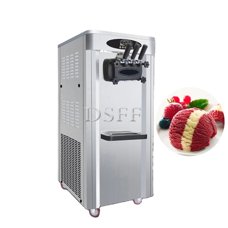 3 Flavors Of Ice Cream Machine, Commercial Stainless Steel Vertical Frozen Yogurt Machine