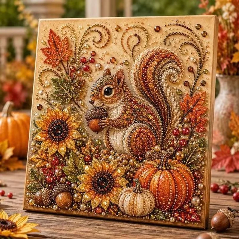 Art And Craft Autumn - Herfst Parel Schilderset Eekhoorn Vos Pompoen