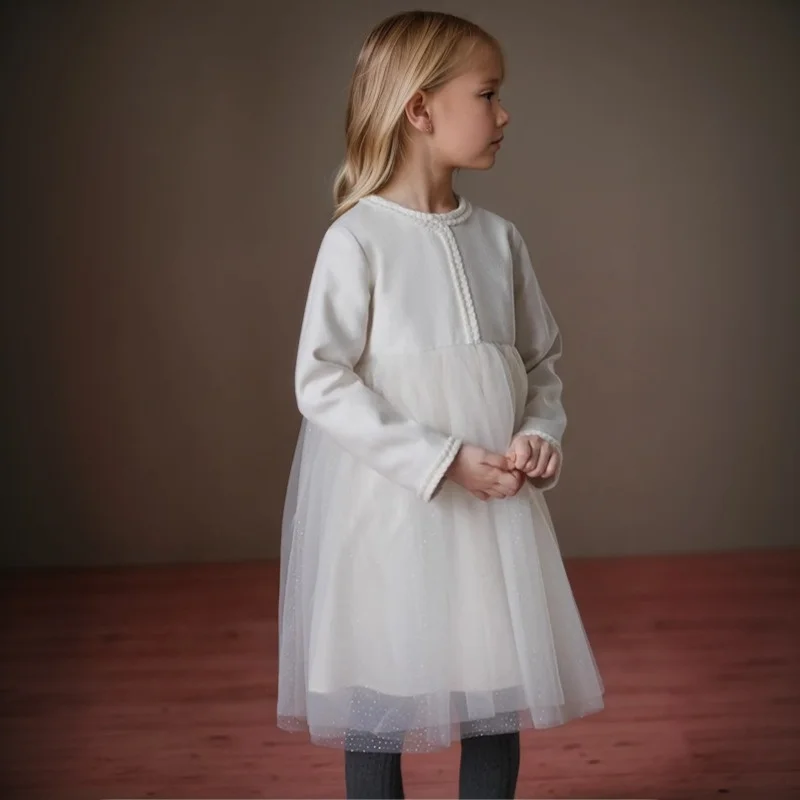 Kids Clothes Children's Clothing 2025 Autumn Cotton Baby Girls Solid Party Princess  Ballet Dancer Long Sleeves Dresses 2-7 Year