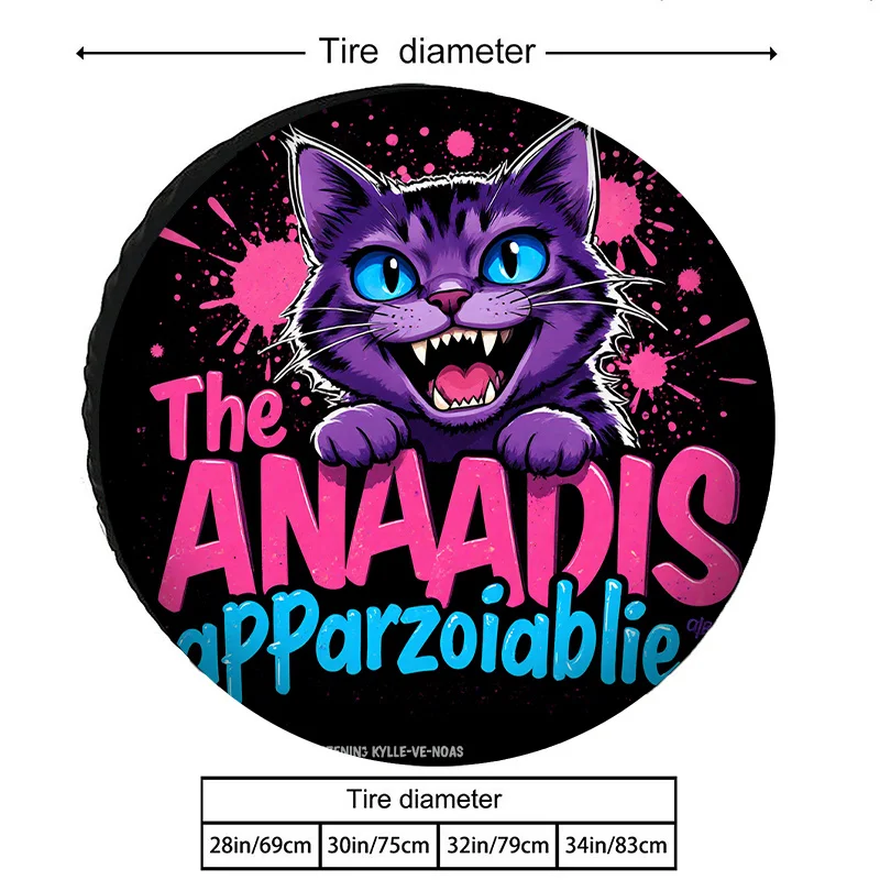 Polyester Fiber Car Tire Cover With A Cartoon Cat Design, Durable, Dustproof, And Suitable For All Seasons