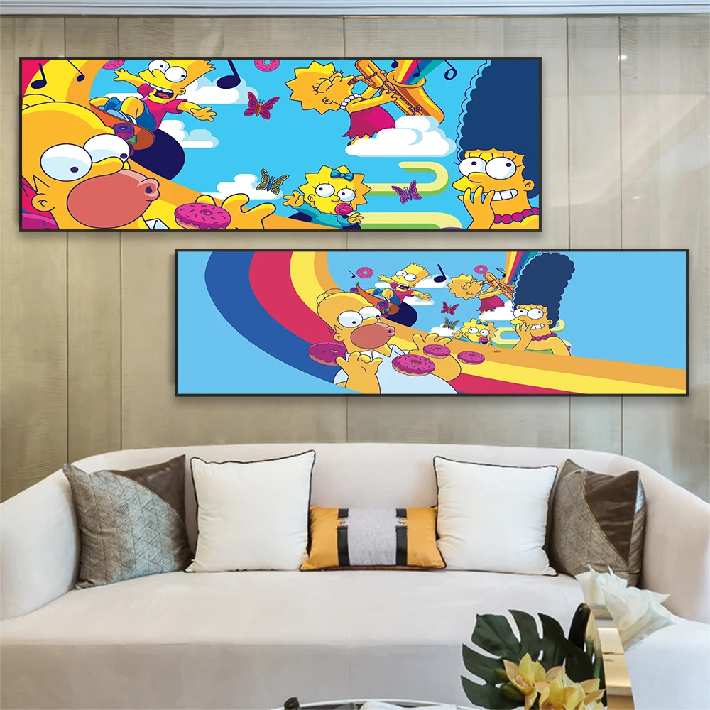 Disney The Simpsons Family Art Poster The Simpsons Prints Classical TV Show Funny Cartoon Canvas Painting Home Bedroom Decor