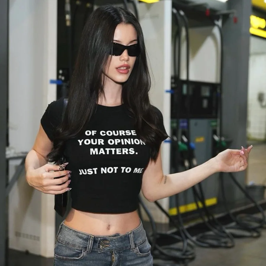 Women Cropped Tops Goth Clothes of Course Your Opinion Matters Just Not To Me Summer Fashion O Neck Graphic Tee T Shirts Female