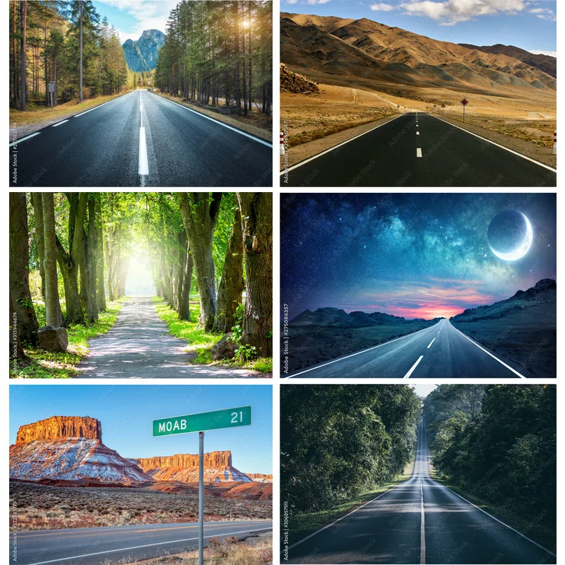 

SHUOZHIKE Natural Scenery Photography Background Highway Landscape Travel Photo Backdrops Studio Props 2279 DLL-07