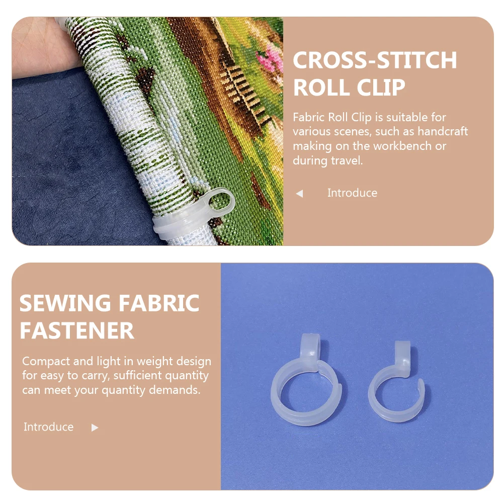 

5 Pcs Cross Stitch Rolled Cloth Buckle Card Stitching Fabric Clamp Sewing Clamps Accessories Needlework Clip White