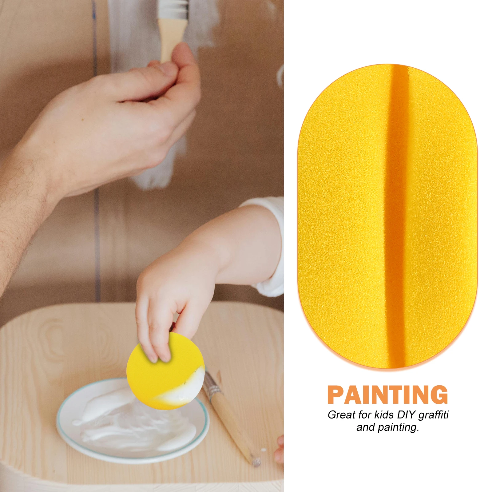 

2 Pcs Sponges Painting Set Round Artist Handicraft Diy Graffiti Yellow Circle