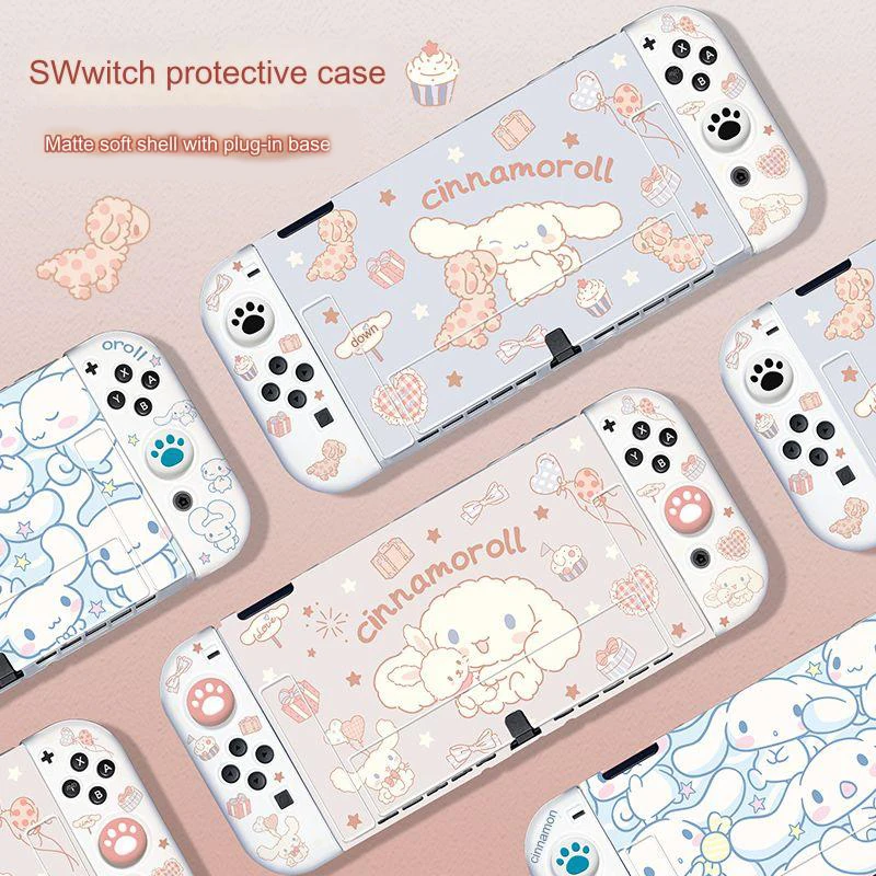 Sanrio Cinnamoroll Cartoon Soft Protective Case for Nintendo Switch Oled NS Game Console Controller Gaming Anti-wear Accessories