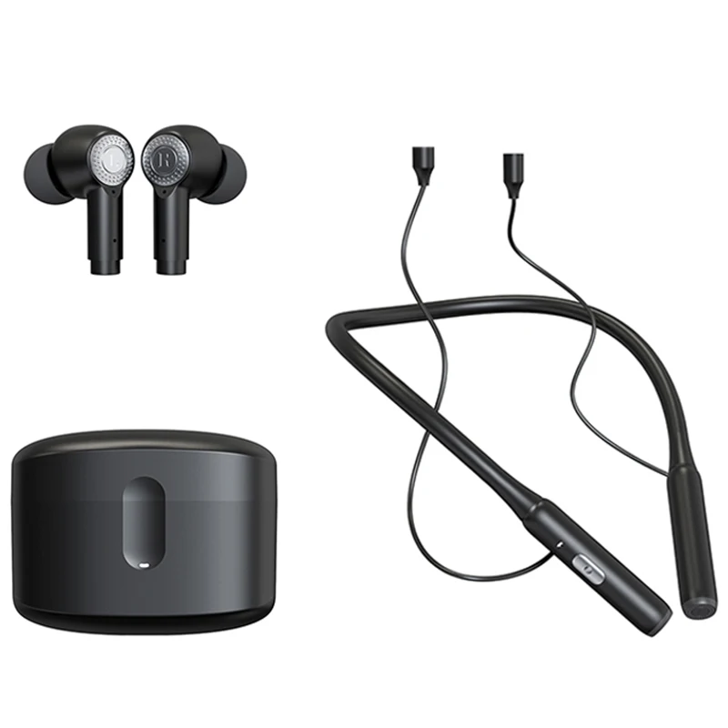 New J9 Neckband Headset 2 In 1 ANC ENC Earphone BT Wireless TWS Headphones 36 Hours Long Battery Life Earbuds