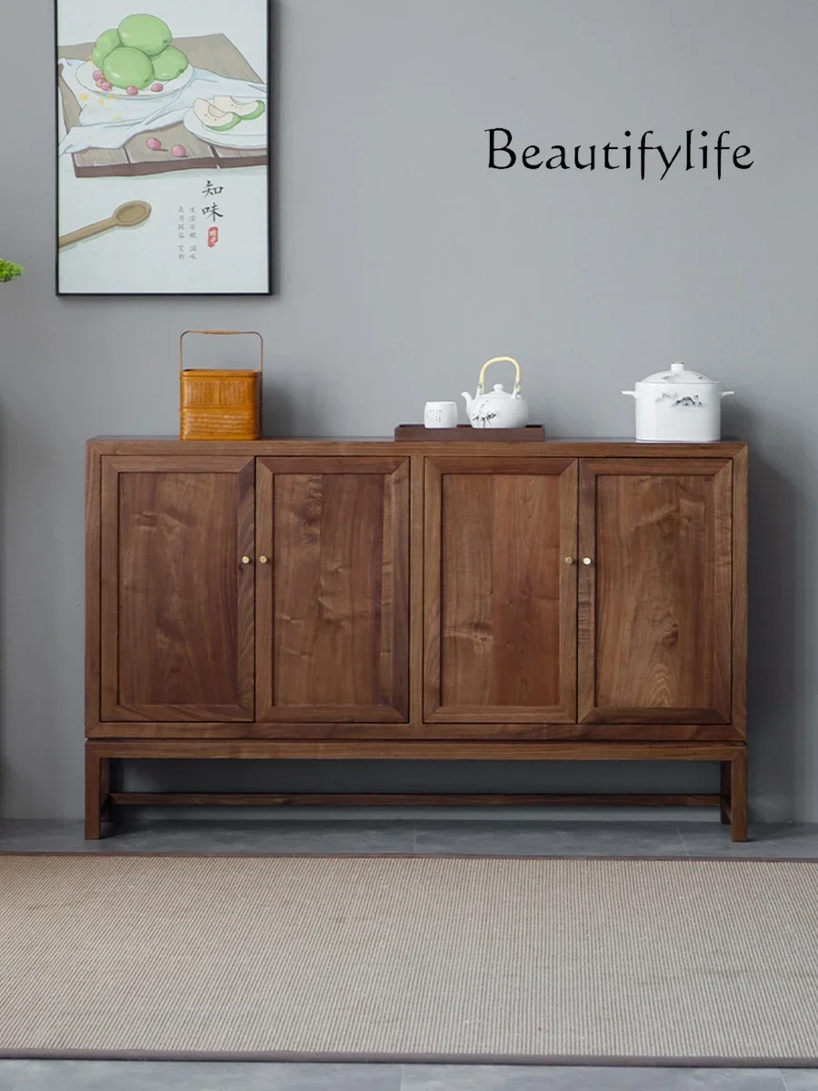 

Style Black Walnut Wood Sideboard Cabinet New Chinese Style Solid Wood Storage Cabinet Modern