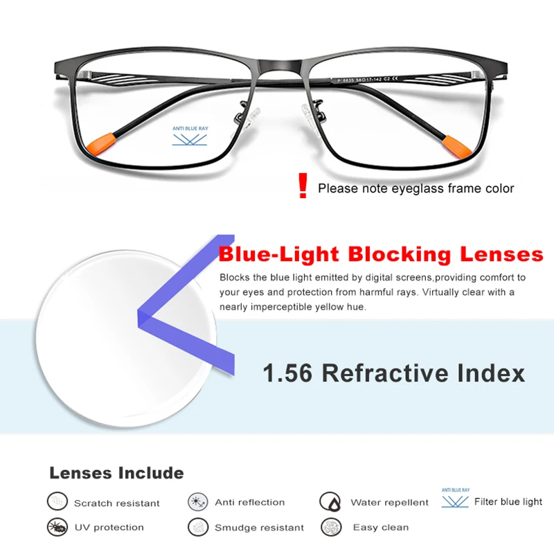 Men's Eyewear With 1.56 Prescription Photochromic Lenses Optical Glasses Myopia Hyperopia Reading Eyewear Ultralight Glasses