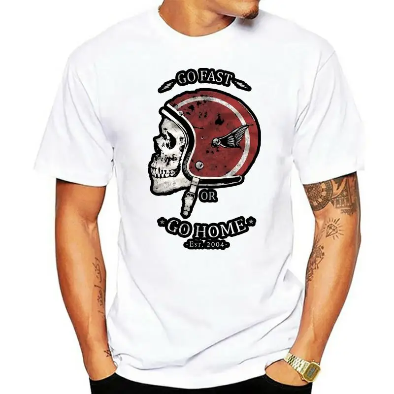 t shirt Vintage Biker Clothing  Helmet with Skull Black T-Shirt For Men