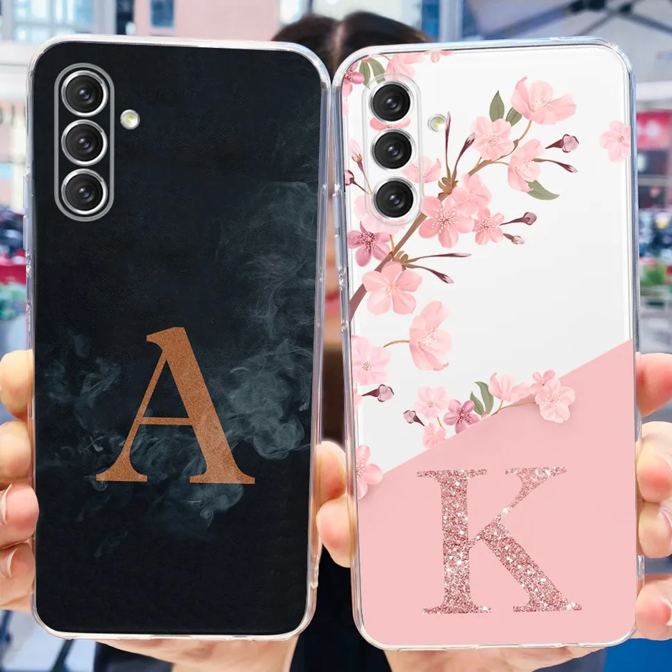 For Samsung Galaxy A13 A14 5G Case Fashion Letter Flower TPU Soft Silicone Cover For Samsung A 13 A14 A 04S Phone Case Funda