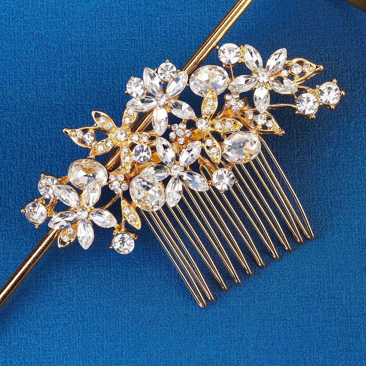 Pettine per capelli floreale con strass in lega di moda accessori per capelli da sposa fermagli per capelli forcina per gioielli da sposa da donna