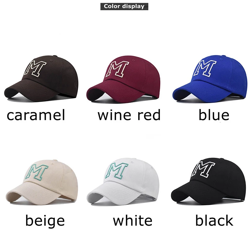 Streetwear Big Label M Cotton Embroidered Baseball Cap for Men and Women\'s Hats Korean Hip-hop Personality Cap Summer Hat