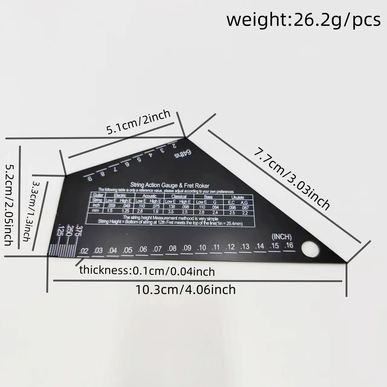 Electric Bass Precision String Action Gauge Guitar Bass Setup Ruler Metric Scale Measure String Height Bridge Nut Slot Depth