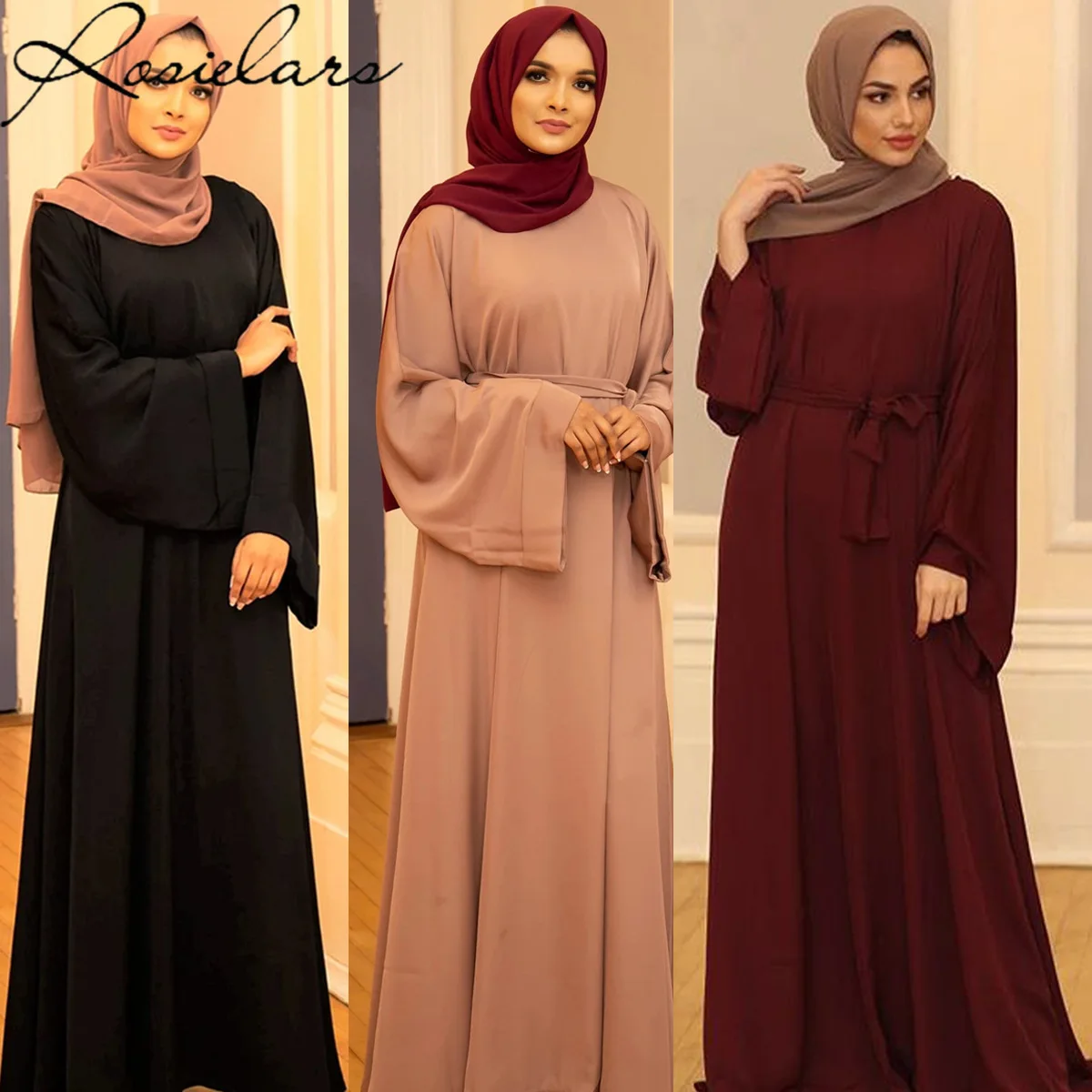 

2024 New Basic Robes Plus Size Long Dresses Muslim Abaya Muslim Dress Women Abayat Kaftans For Woman Hijab Maxi Dress Abayas