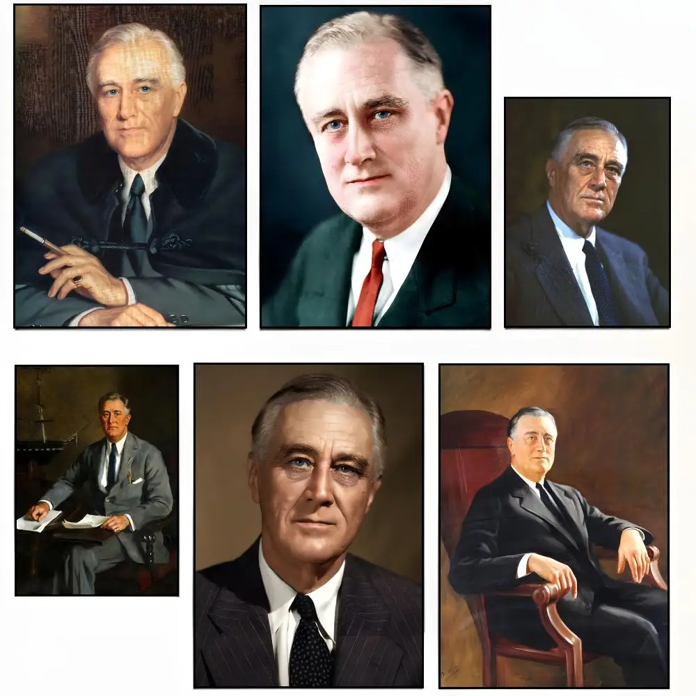 politician historical Franklin Delano Roosevelt Poster Modern Living Room Artwork & Beautiful Home Decor Style
