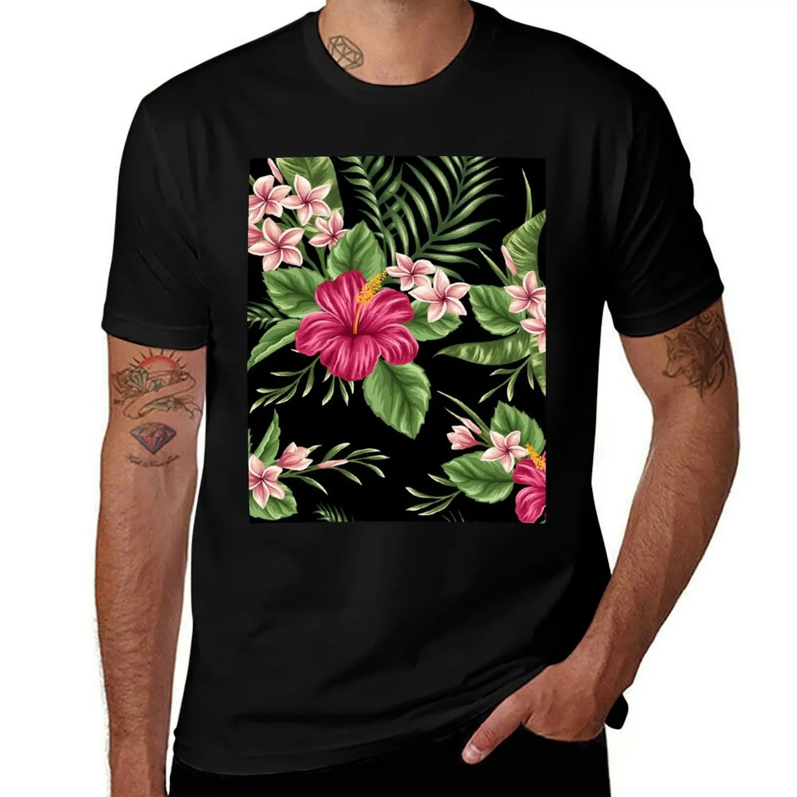 

Tropical Flowers T-Shirt cotton t shirt pack funny t shirts dark humor cotton t shirts high quality T-Shirt