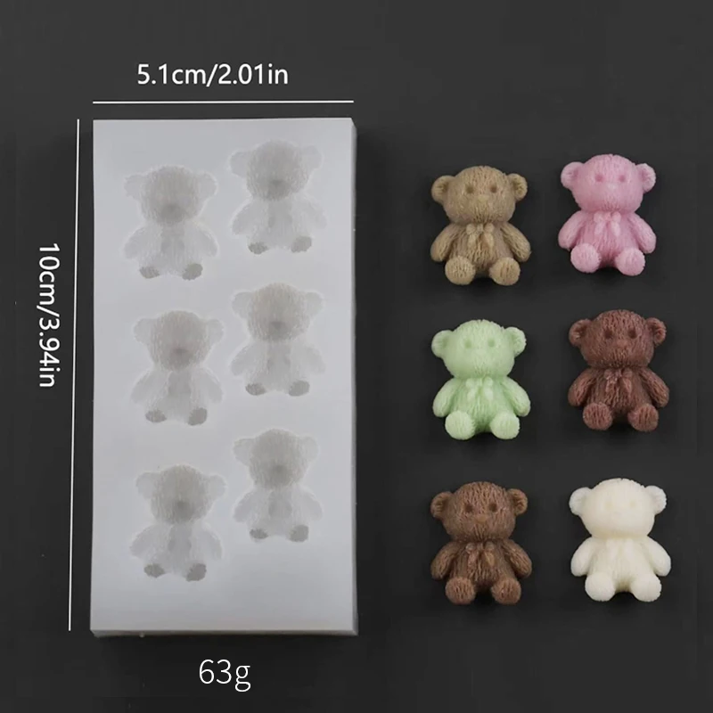 1 Piece, New Knitted Teddy Bear Silicone Mold, Sugar Flipping Baking Chocolate Decoration Cartoon Teddy Bear Mold