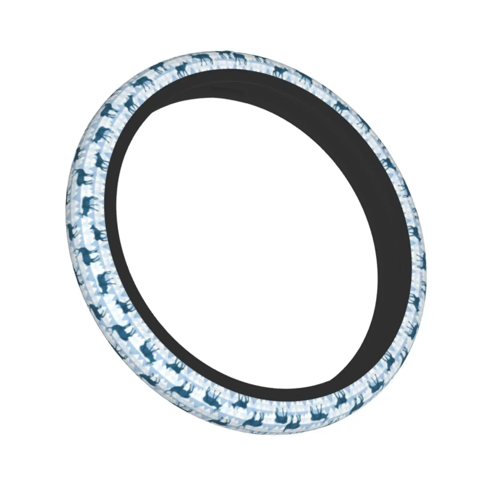 Forest Animal Deer Blue Pattern Steering Wheel Covers Car Accessories Steering Wheel Protector Universal 15 Inch for SUV Trucks