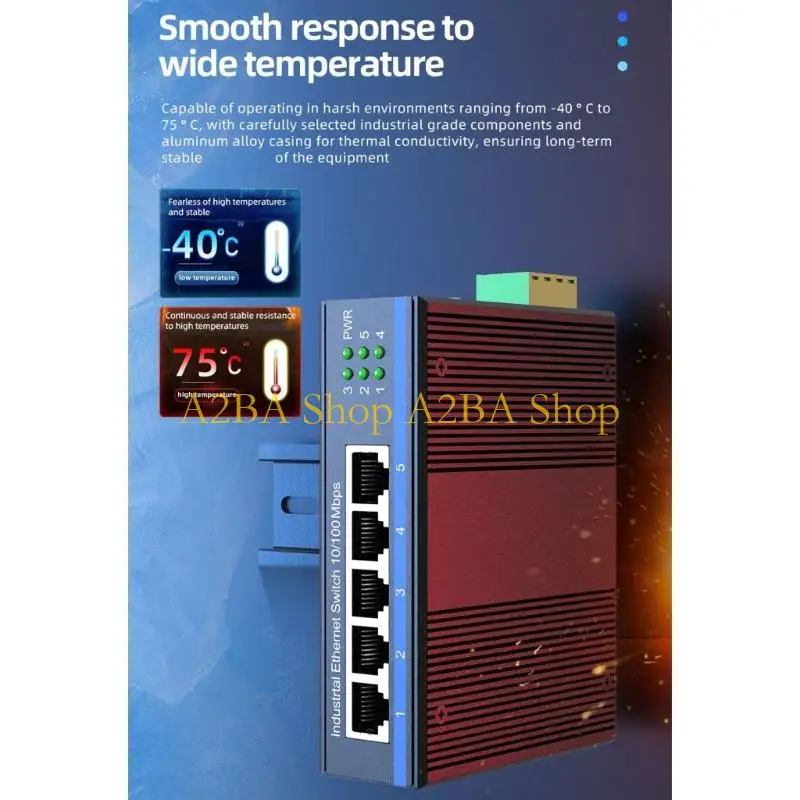 

A2BA 5 Port Gigabit Industrial Switcher 1000Mbps Mini Industrial Ethernet Switcher DIN Mounted Plug and Play Data Transfer