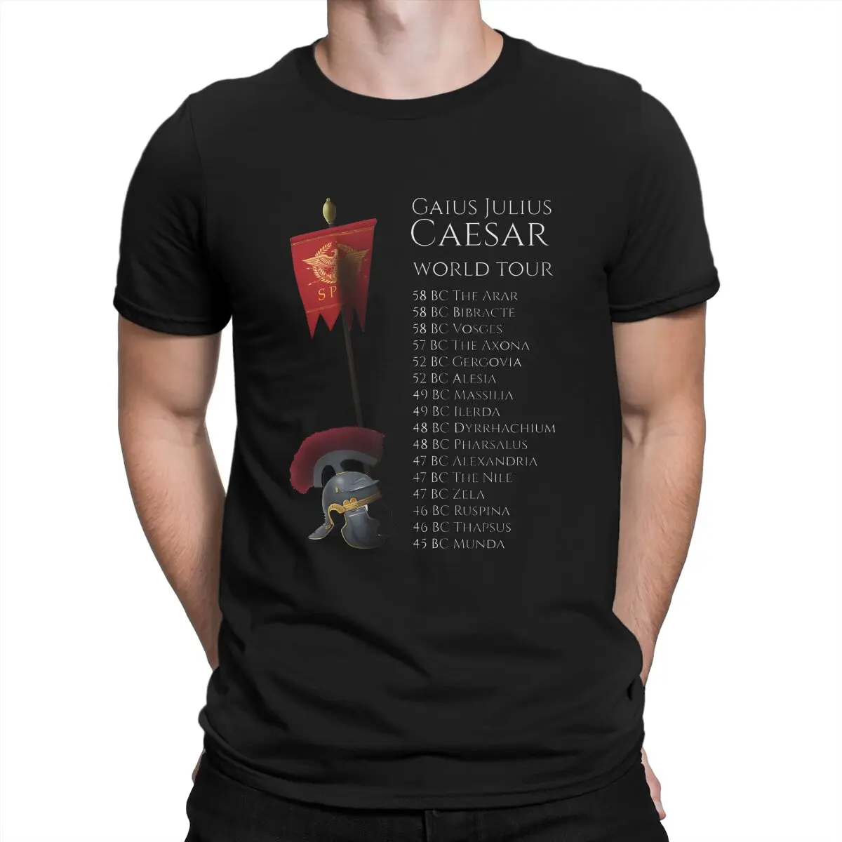 Men's T-Shirt Gaius Julius Caesar World Tour Hipster 100% Cotton Tees Short Sleeve Ancient Rome T Shirts Round Collar Clothing