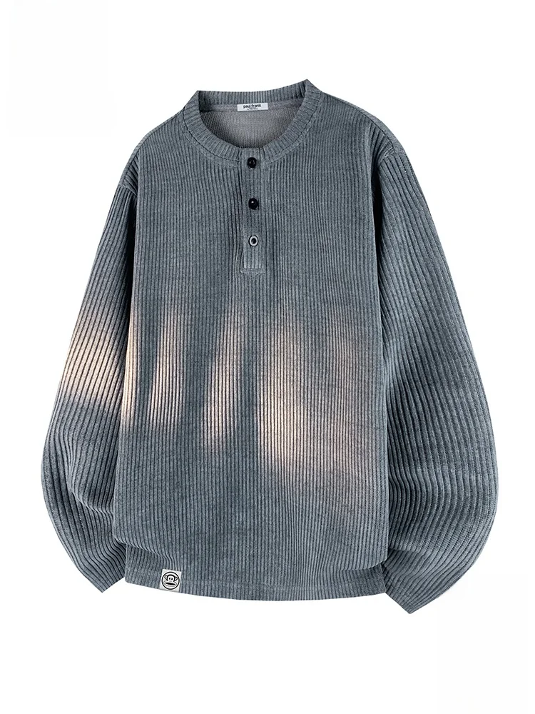 

Футболка PaulFrank с длинным рукавом, мужская повседневная футболка Cleanfit Base Layer с воротником Хенри, весна-осень, удобная, из полиэфирного волокна