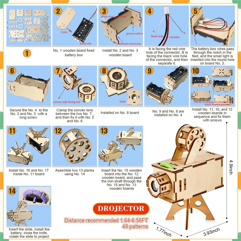 WOWFU-4 Set Kit Kerajinan Puzzle Kayu DIY Speaker Radio Gramofon Proyektor Latihan Penyolderan Kit Elektronik DIY