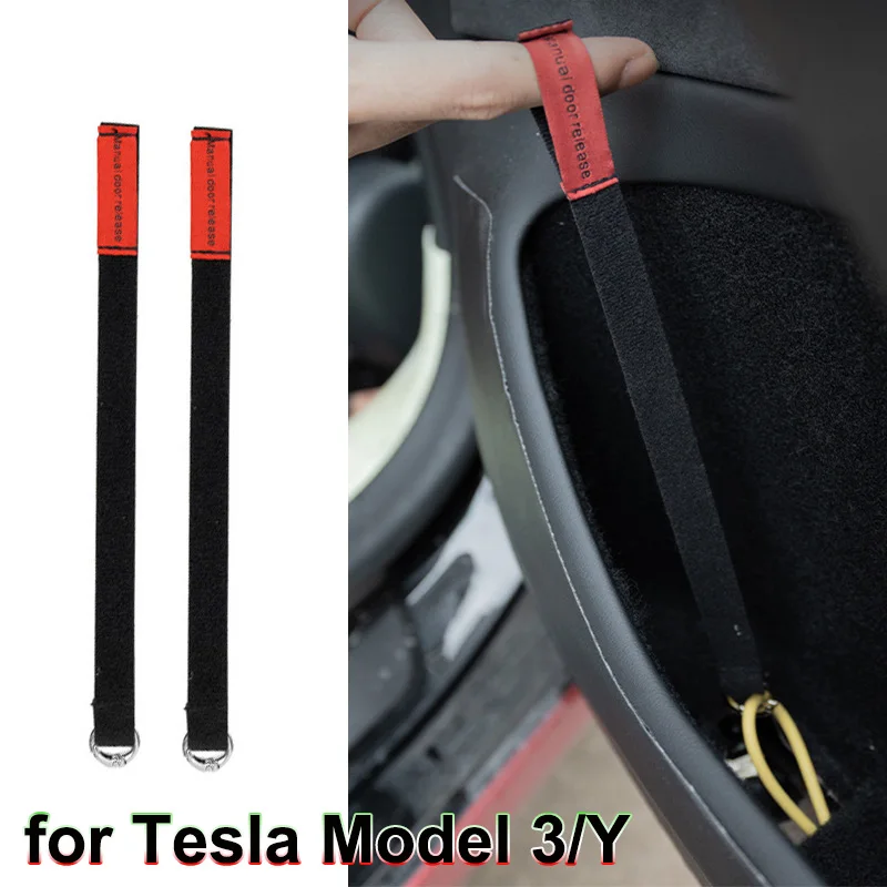 

for New Tesla Model Y 3 2024 Rear Door Emergency Switch Handle Rope Extended Manual Door Release Emergency Safety Pull Puller