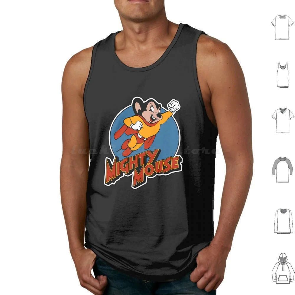 Mighty Mouse-Here I Come To Save The Day ! Tank Tops Print Cotton Mighty Mouse Cartoon Cartoons Mouse Superhero Super