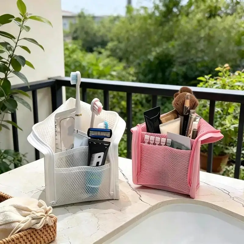 Standing Mesh Toiletry Bag Portable EVA Foldable Cosmetic Organizer 1/2/4Pcs Ideal Gift for Friends Family Travelers