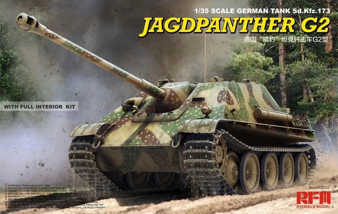 Kit de modelo de tanque de montaje modelo Ryefield RM-5022 Sd.Kfz 173 Jagdpanther G2 (con interior completo) 1/35